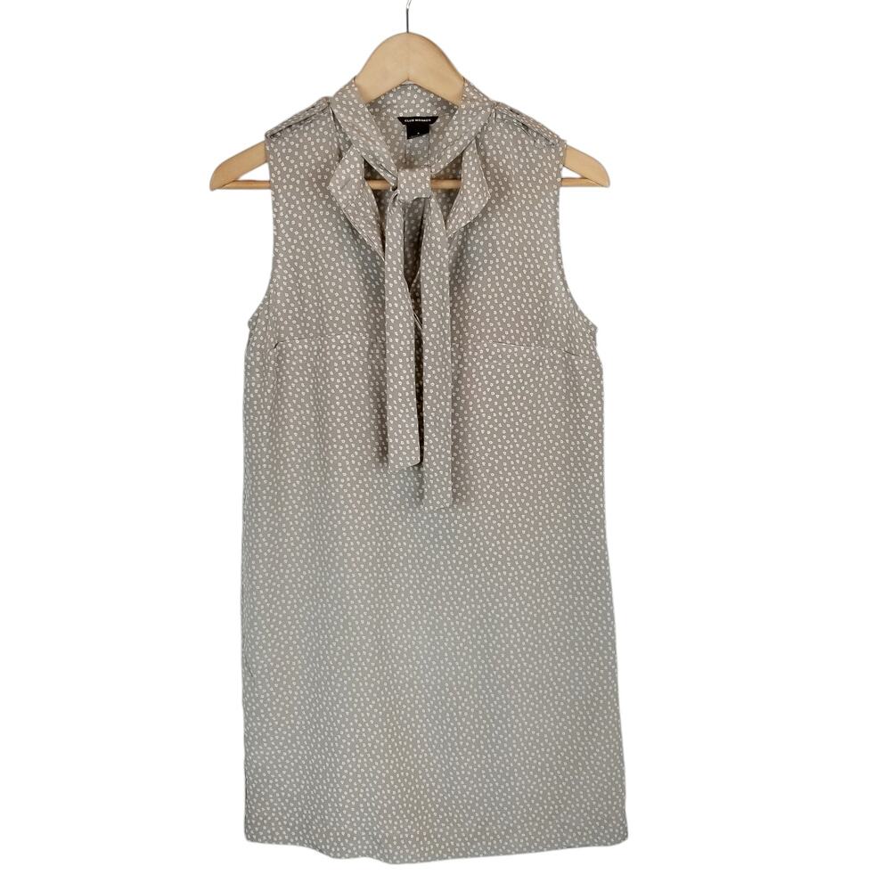 Club Monaco Women's Sleeveless 100% Silk Shift Dress Pockets Gray Size 4